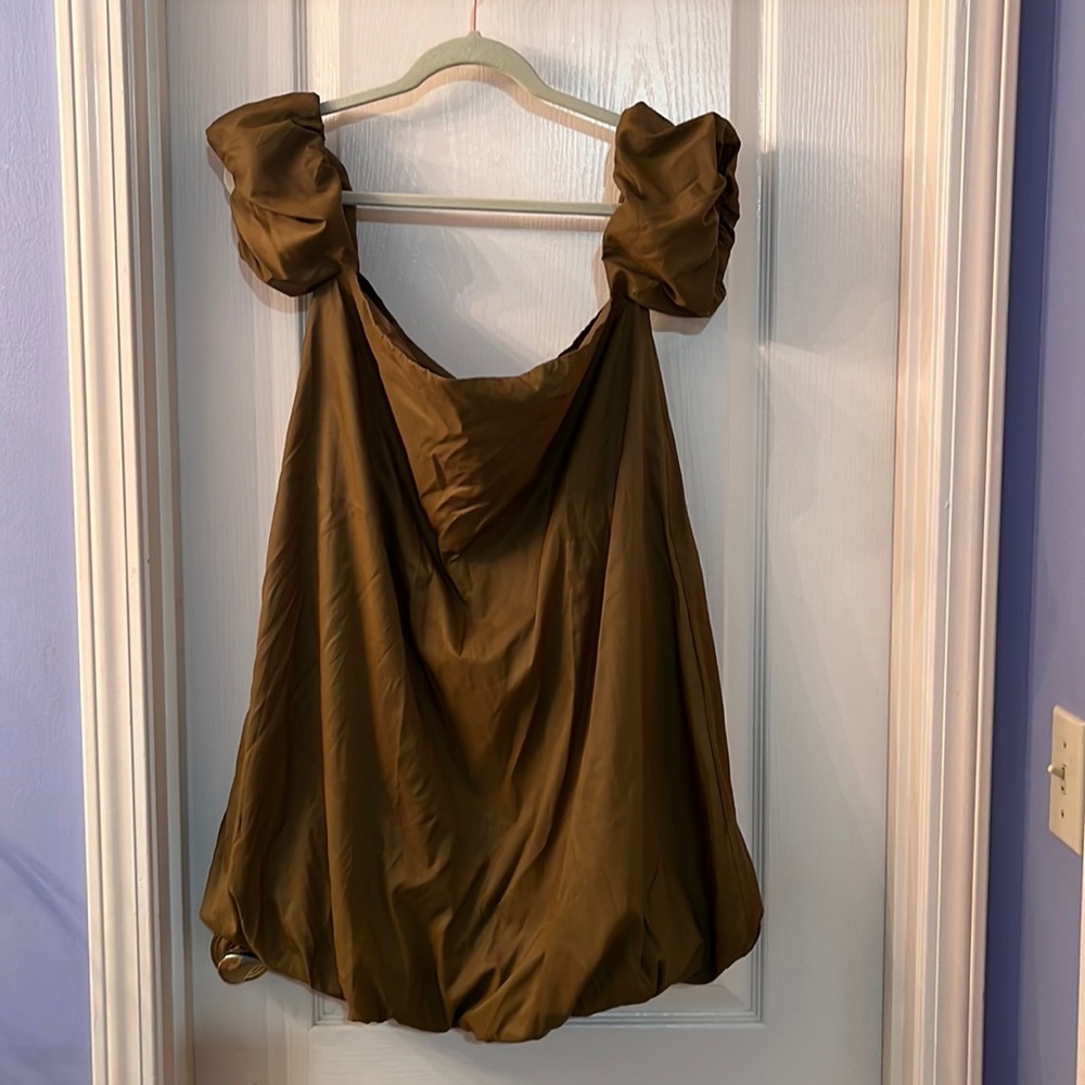 Staud ash off the shoulder dress in caper. Size 10